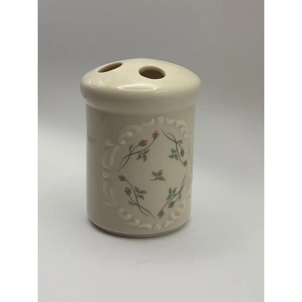 Lenox Rose Manor Toothbrush Holder Tumbler Set Floral Vanity grabdmacore cottage